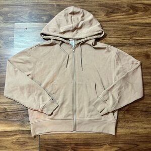 If It Were Me Full Zip Hoodie Brown Drawstring Long Sleeve Sweater Womens Medium